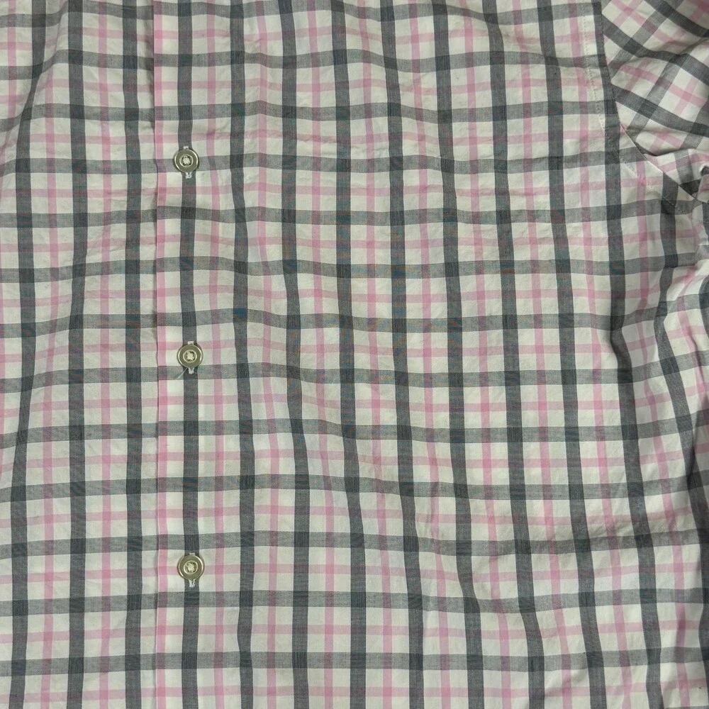 Banana Republic Dress Shirt Mens Large Pink Plaid Grant Fit Slim Long Sleeve